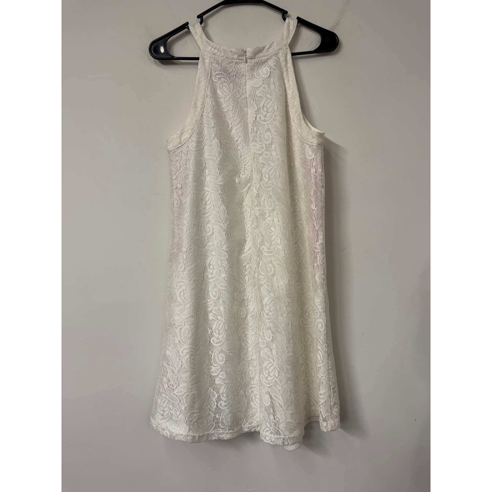 Betsey Johnson White Lace Halter Neck Shift Dress Sz 4 Floral Bridal Cocktail